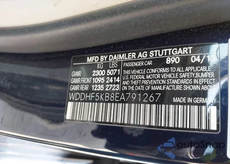 2014 Mercedes-Benz E 350 from USA, damaged, VIN WDDHF5KB8EA791267